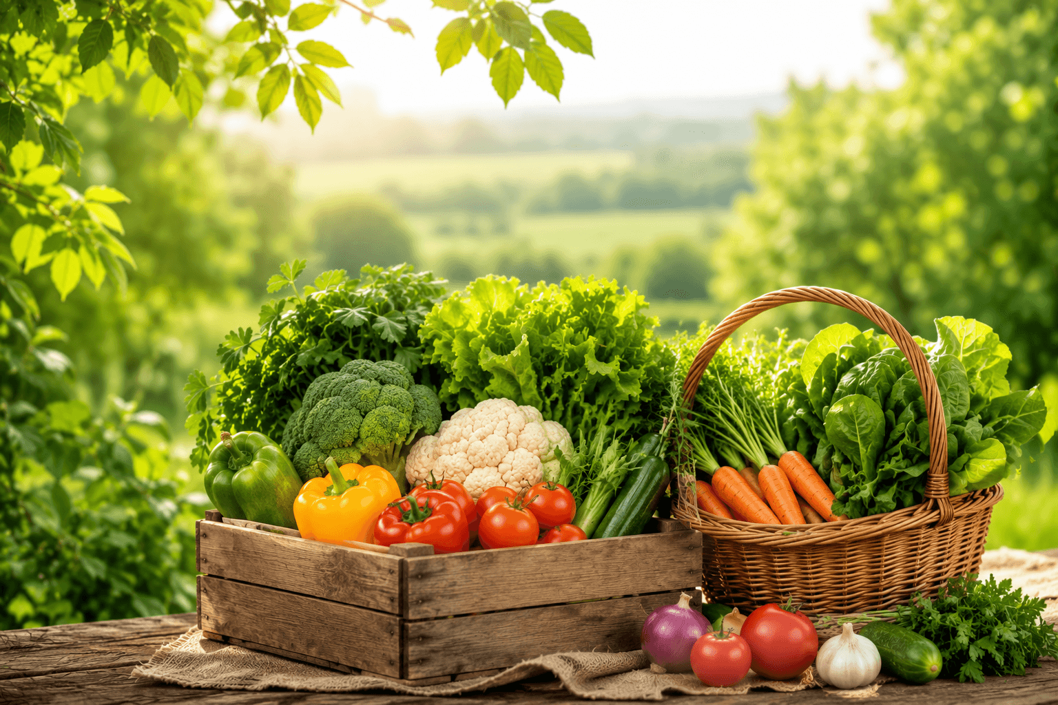 Fresh produce basket from Organic Vatika